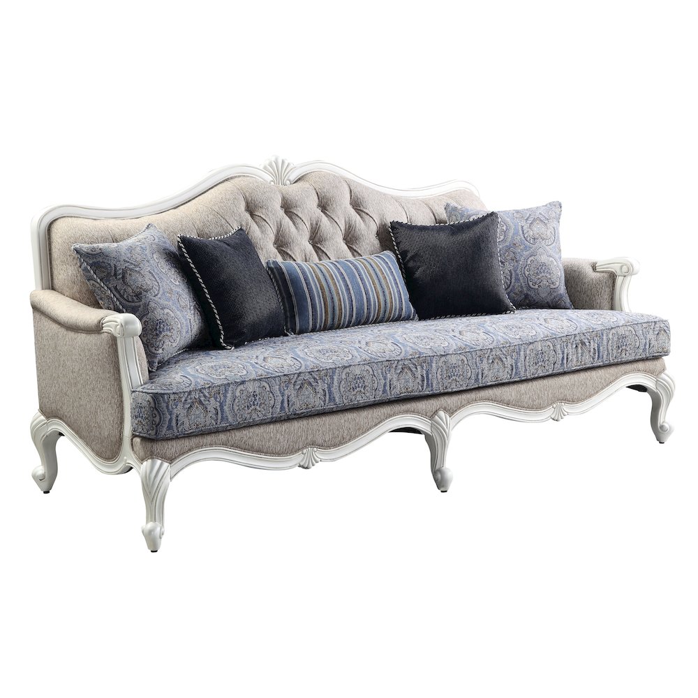Ciddrenar Sofa w/5 Pillows Fabric & White. Picture 1