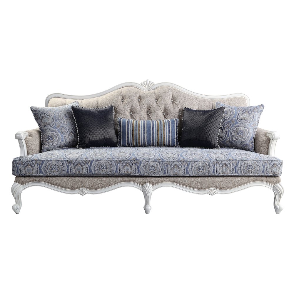 Ciddrenar Sofa w/5 Pillows Fabric & White. Picture 2