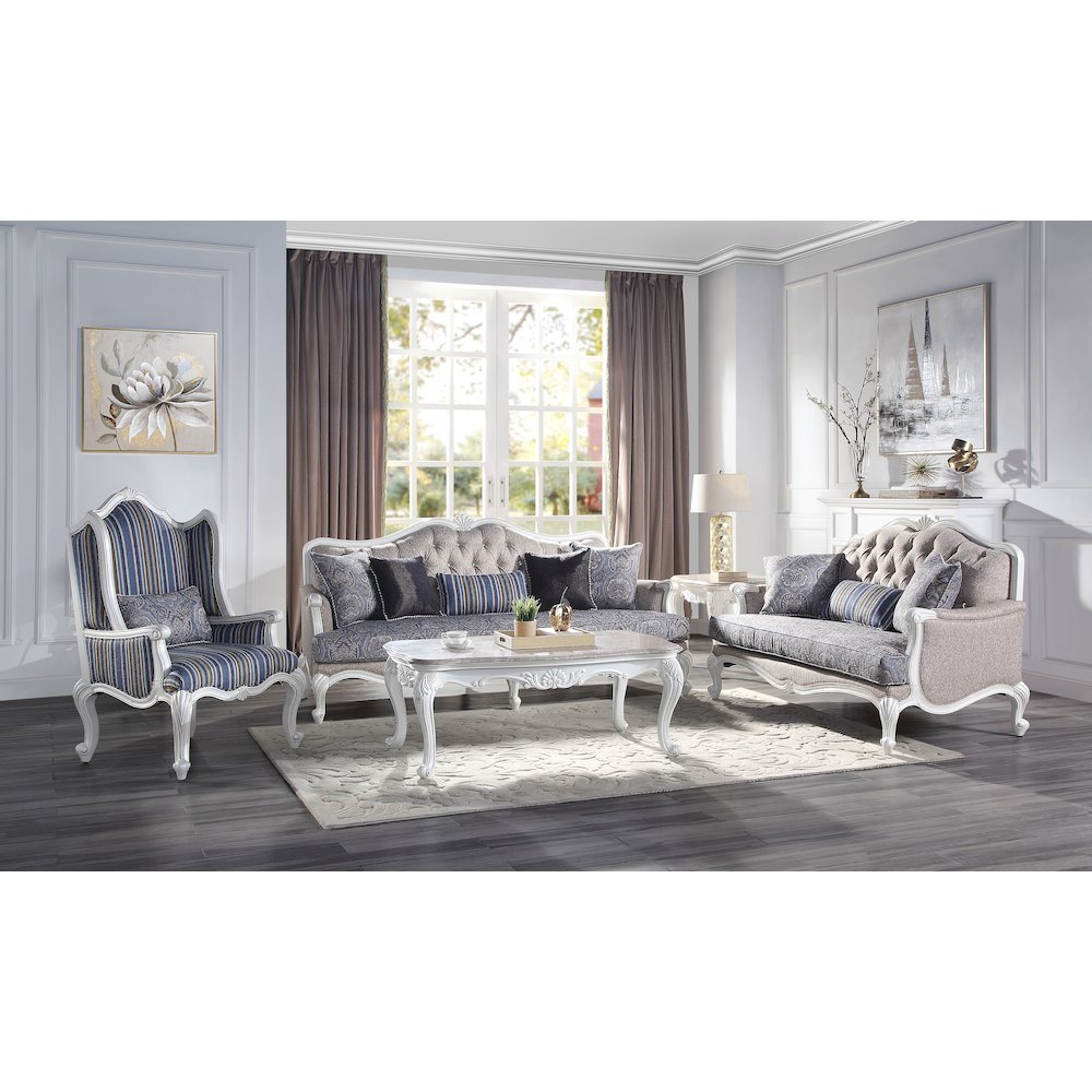 Ciddrenar Sofa w/5 Pillows Fabric & White. Picture 5