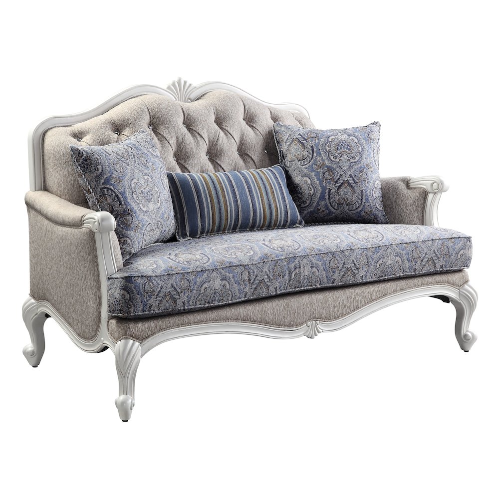 Ciddrenar Loveseat w/3 Pillows Fabric & White. Picture 2