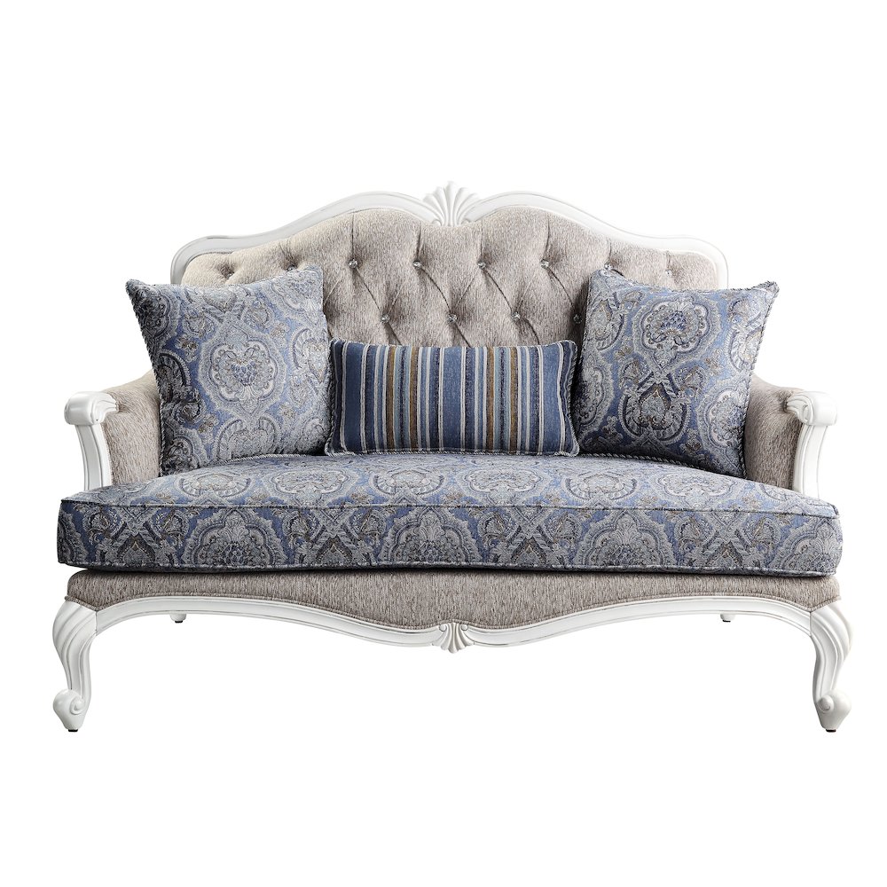 Ciddrenar Loveseat w/3 Pillows Fabric & White. Picture 3