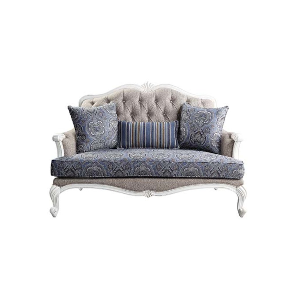 Ciddrenar Loveseat w/3 Pillows Fabric & White. Picture 7