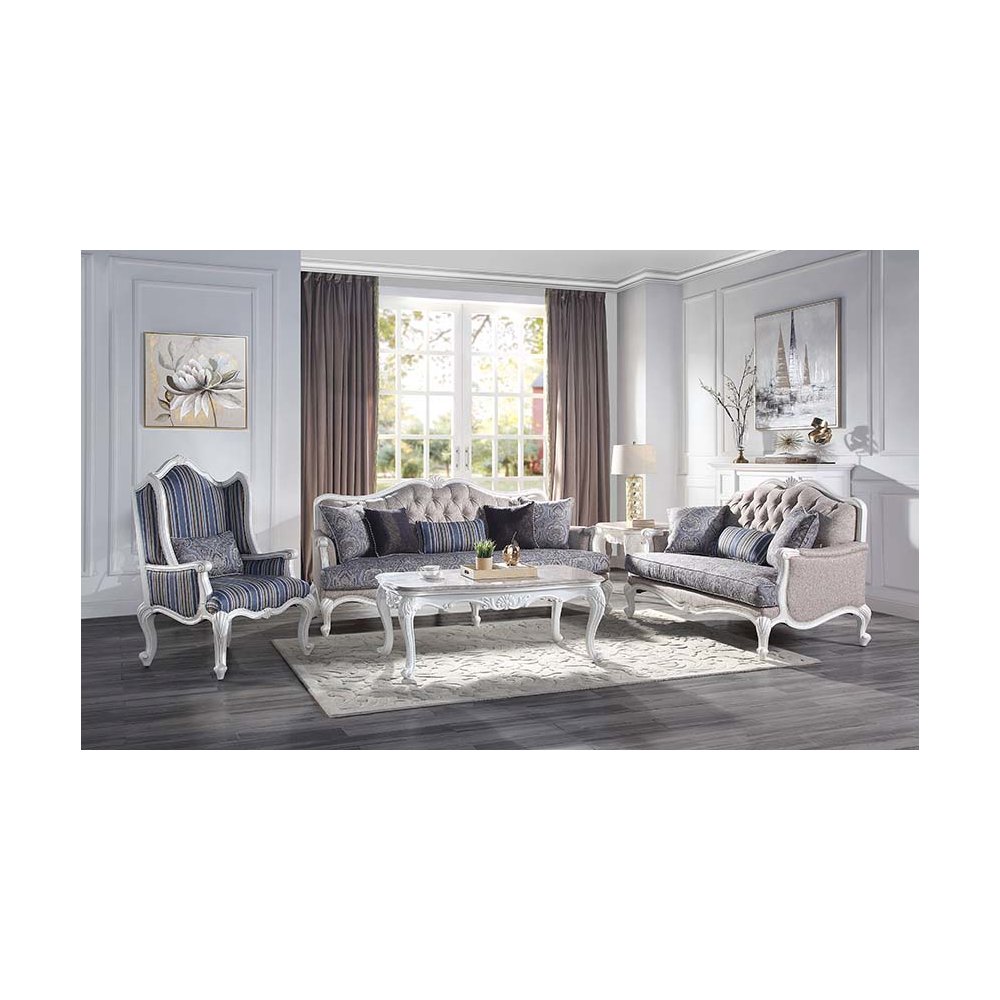 Ciddrenar Loveseat w/3 Pillows Fabric & White. Picture 10