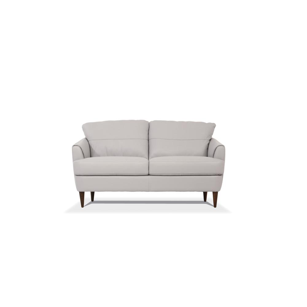 Helena Loveseat Pearl Gray Top Grain Leather. Picture 2