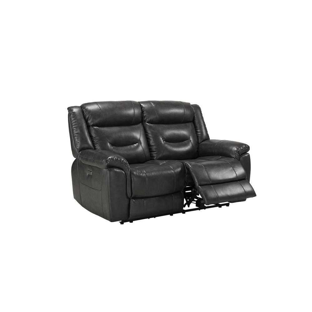 Loveseat (Power Motion), Gray Leather-Aire 54806. Picture 3
