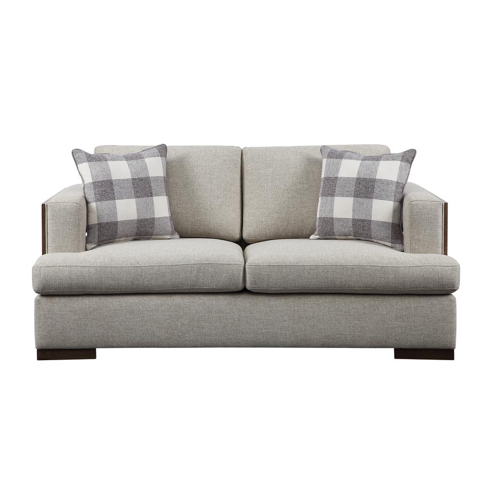 Niamey Loveseat w/2 Pillows Fabric & Walnut. Picture 3