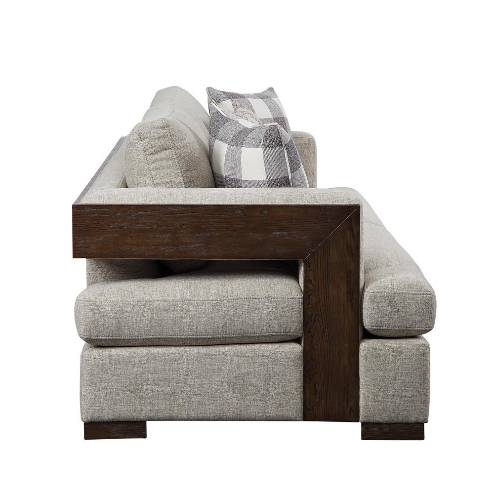 Niamey Loveseat w/2 Pillows Fabric & Walnut. Picture 4