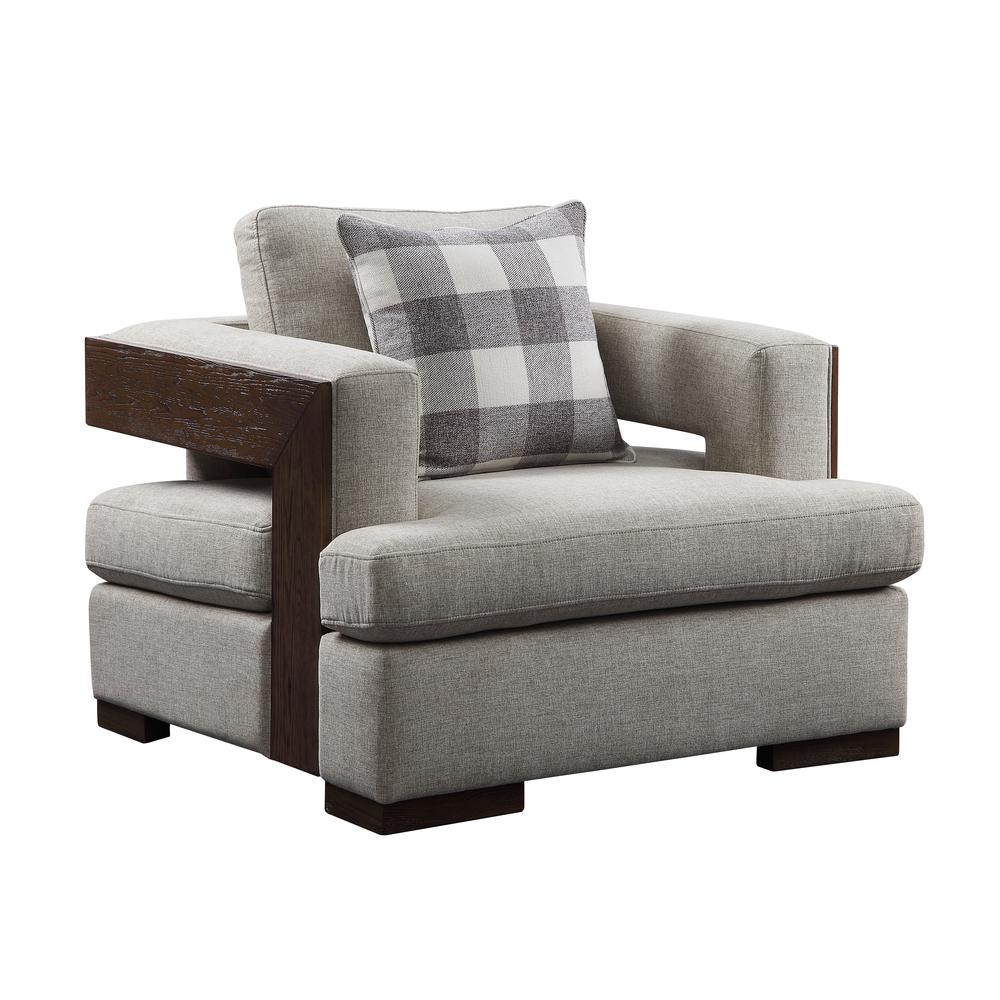 Chair (w/1 Pillow), Fabric & Walnut 54852. Picture 1