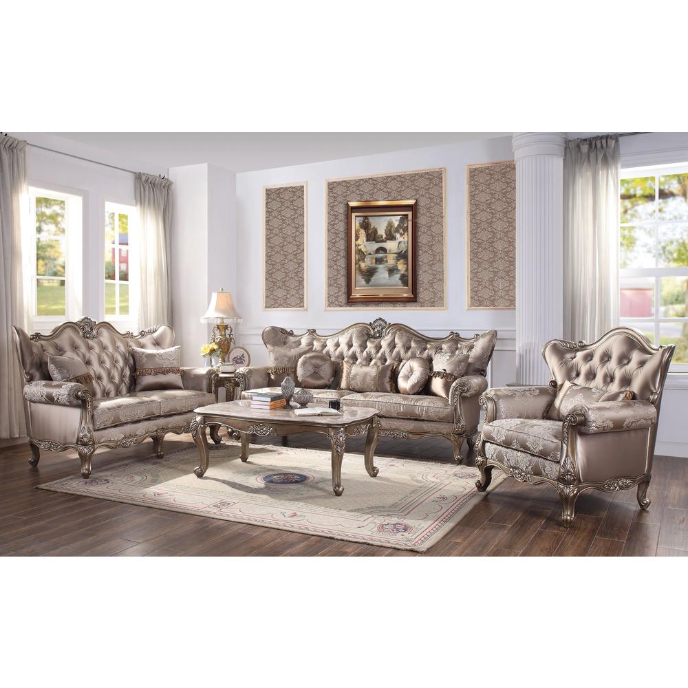 Jayceon Sofa w/5 Pillows Fabric & Champagne. Picture 1