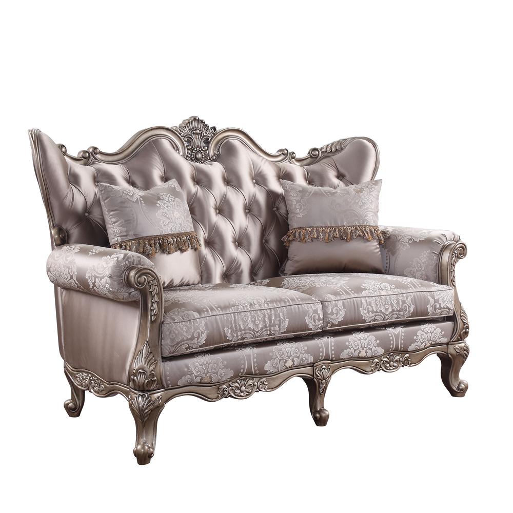 Jayceon Loveseat w/2 Pillows Fabric & Champagne. Picture 1