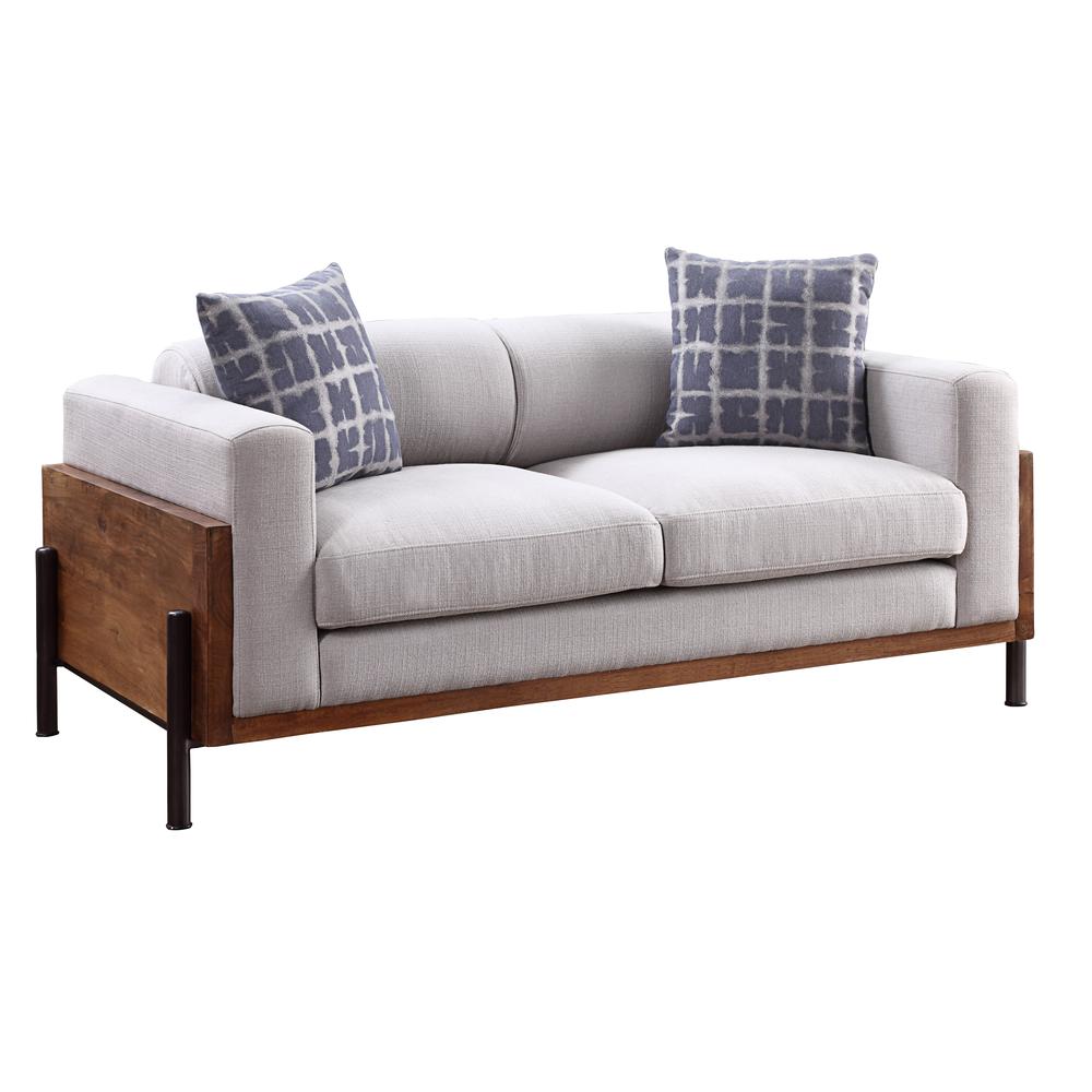 Pelton Loveseat w/2 Pillows Fabric & Walnut. Picture 1