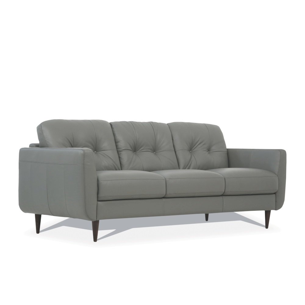 Radwan Sofa Pesto Green Top Grain Leather. Picture 2