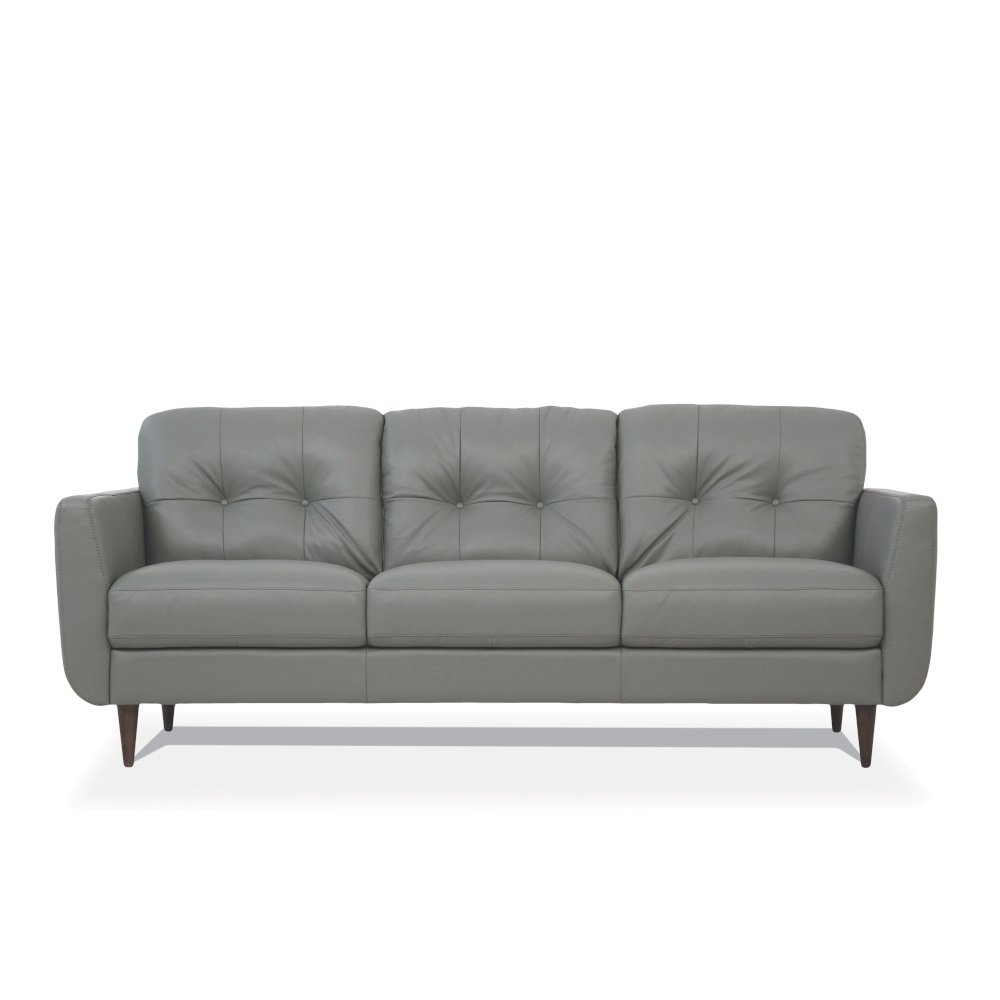 Radwan Sofa Pesto Green Top Grain Leather. Picture 3