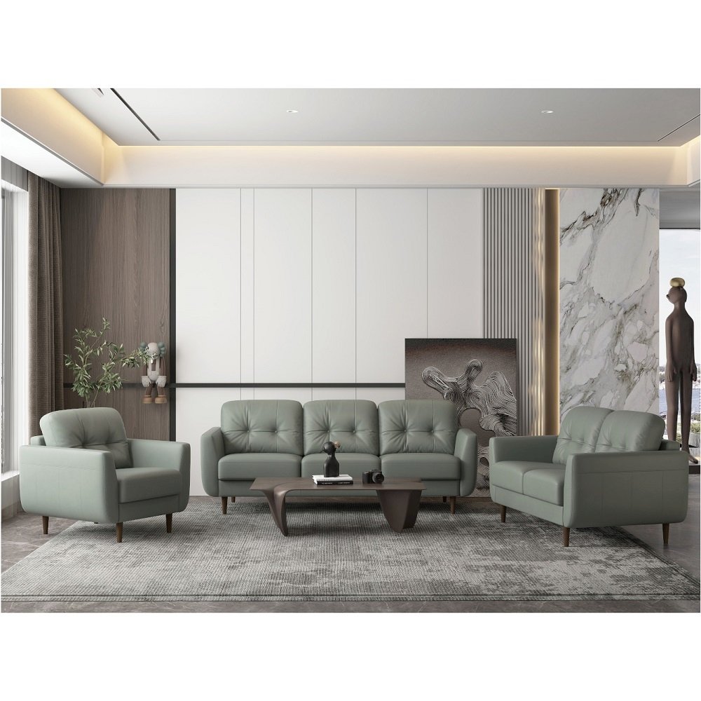 Radwan Chair Pesto Green Top Grain Leather. Picture 5
