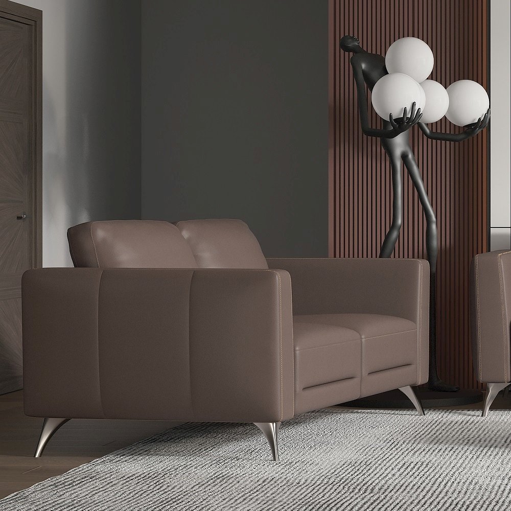 Malaga Loveseat Taupe Top Grain Leather. Picture 1