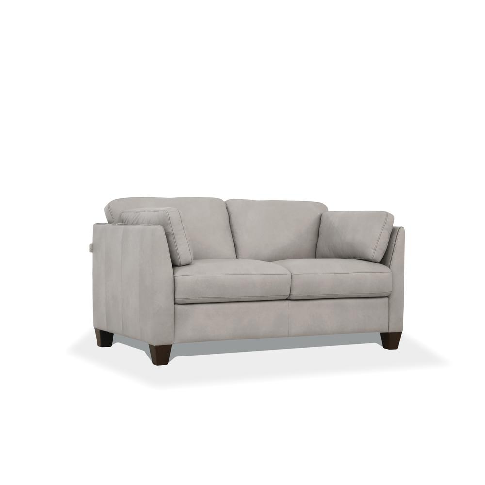 Matias Loveseat Dusty White Top Grain Leather. Picture 1