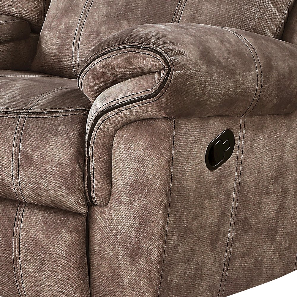 Zubaida Motion Loveseat & Console w/USB Port Two Tone Chocolate Velvet. Picture 7