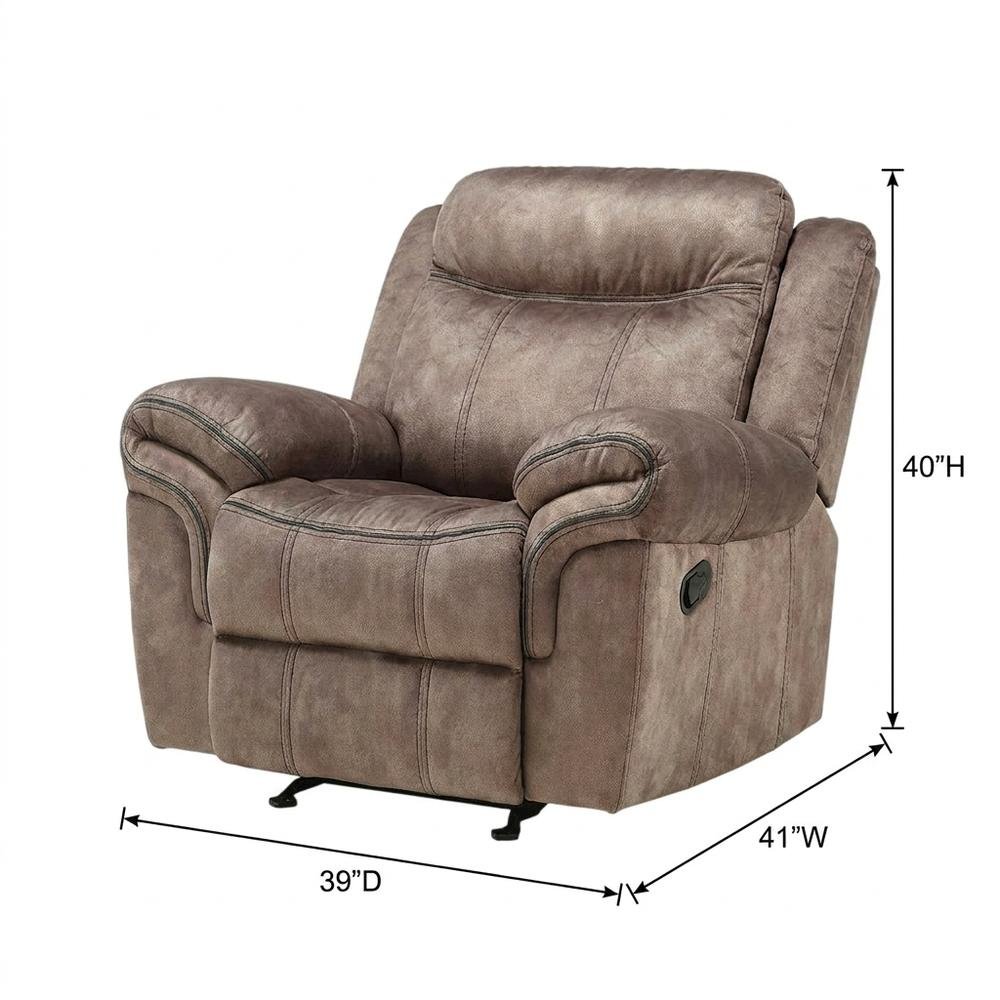 Velvet Glider Recliner Rocker Chair, Two Tone Chocolate Velvet. Picture 5