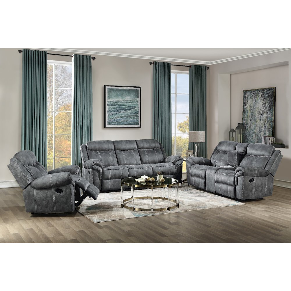 Zubaida Motion Glider Recliner Two Tone Gray Velvet. Picture 1
