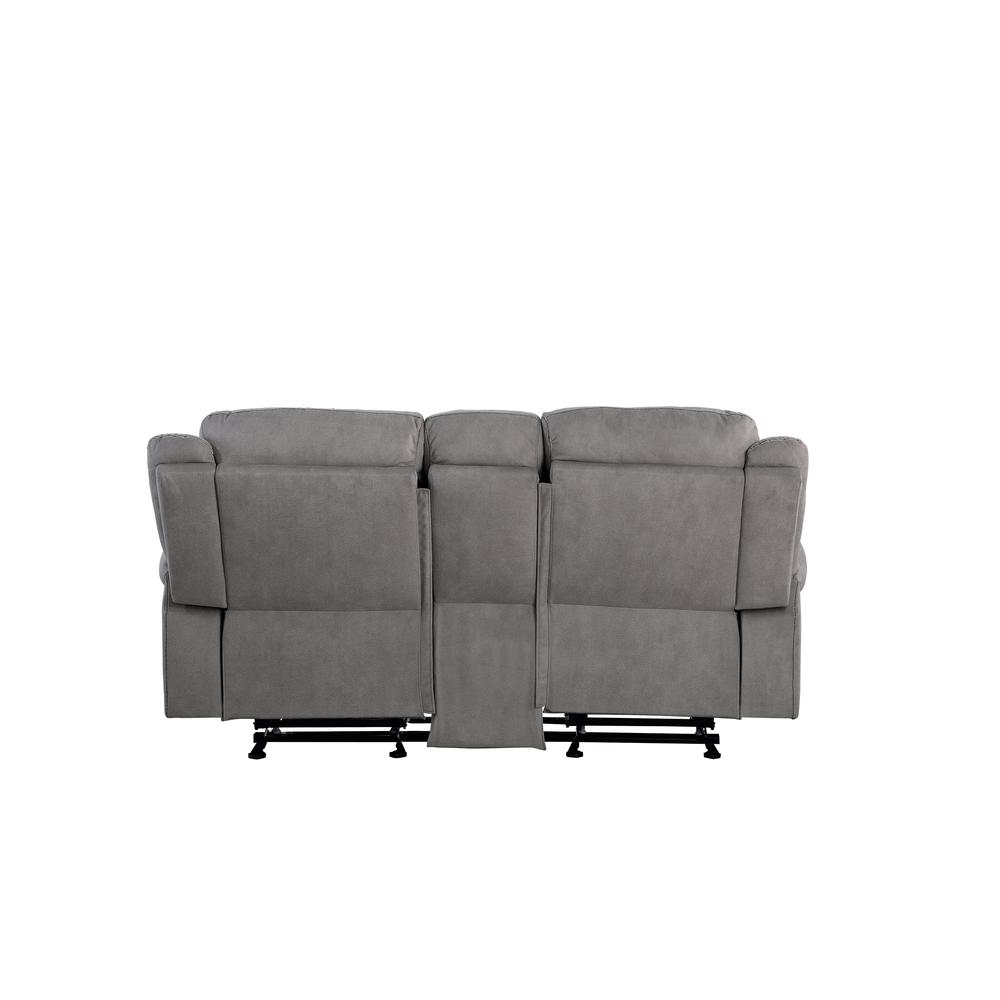 Loveseat w/USB Dock & Console (Glider & Motion), 2-Tone Gray Velvet 55026. Picture 3