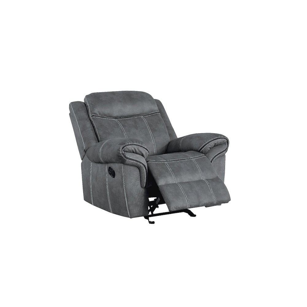 Zubaida Motion Glider Recliner Two Tone Gray Velvet. Picture 4