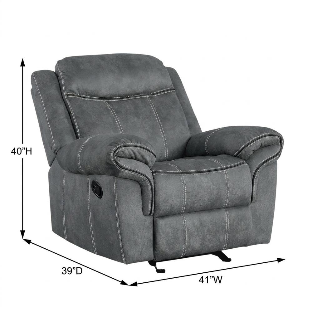 Velvet Glider Recliner Rocker Chair, Two Tone Gray Velvet. Picture 5