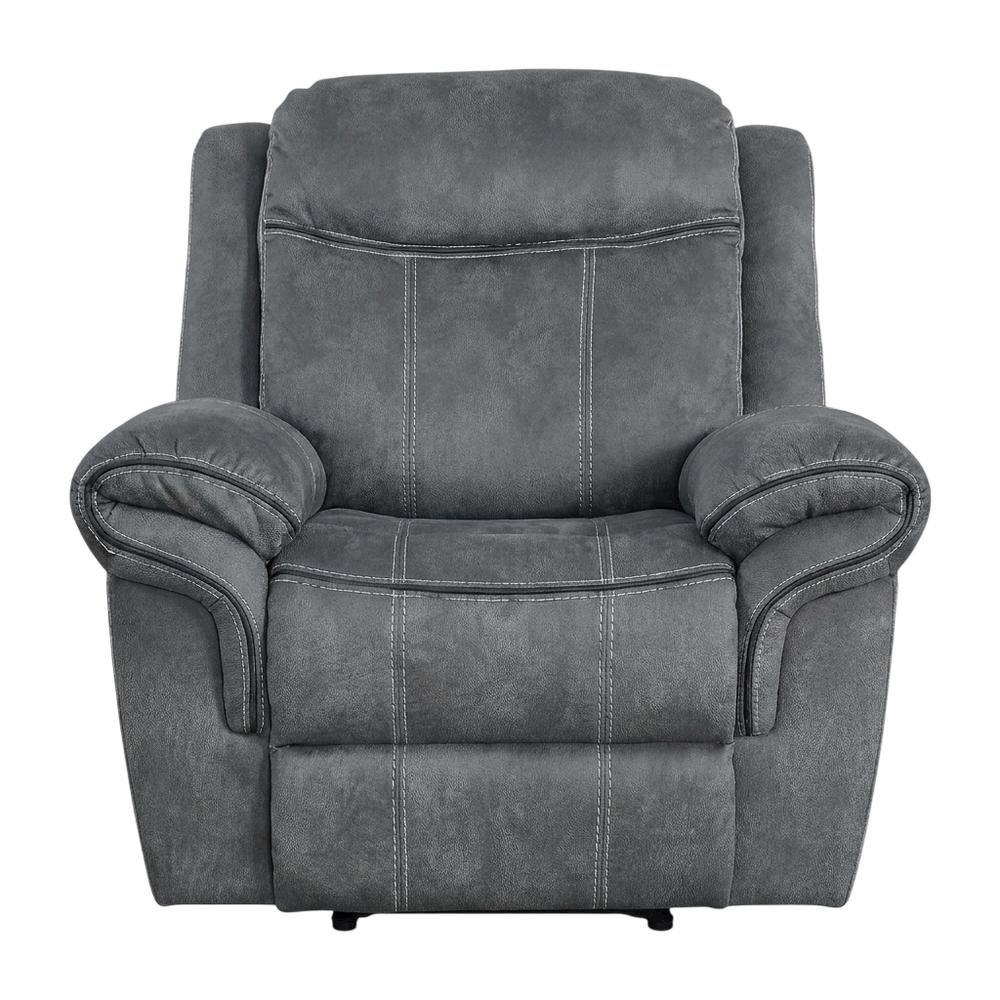 Velvet Glider Recliner Rocker Chair, Two Tone Gray Velvet. Picture 1