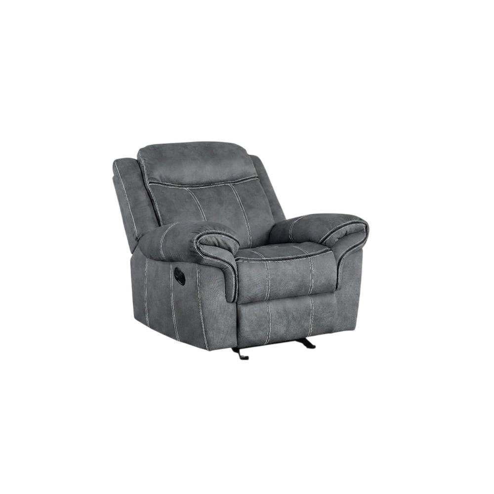 Velvet Glider Recliner Rocker Chair, Two Tone Gray Velvet. Picture 4