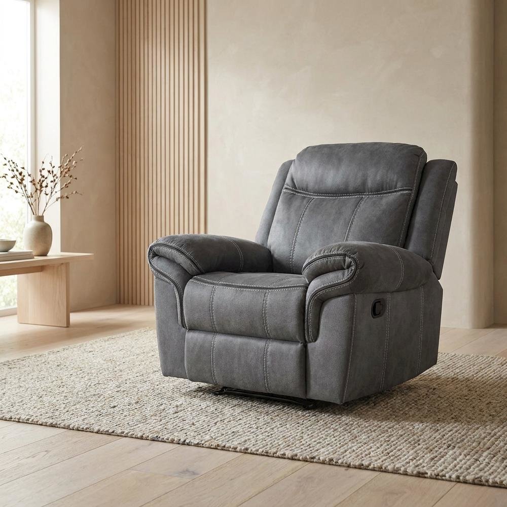Velvet Glider Recliner Rocker Chair, Two Tone Gray Velvet. Picture 3