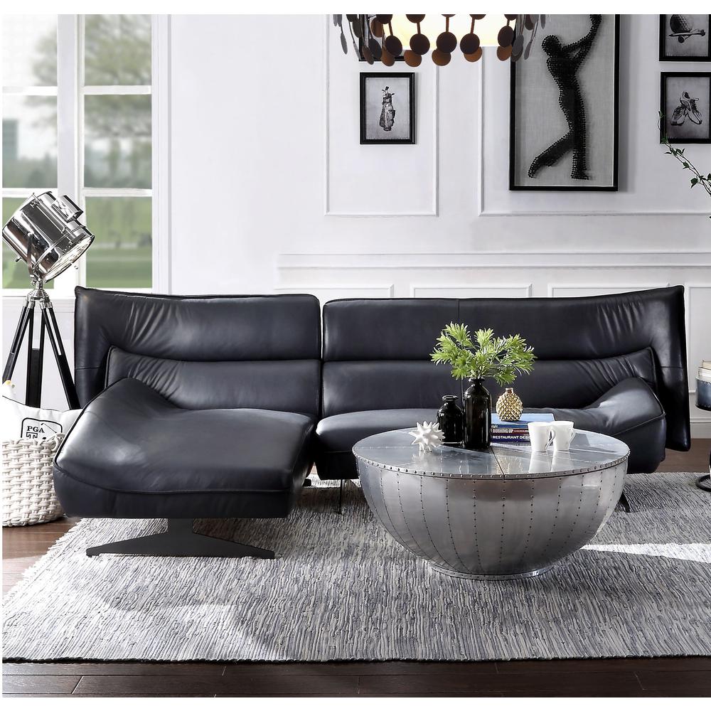 Maeko Sectional Sofa Dark Gray Top Grain Leather. Picture 2