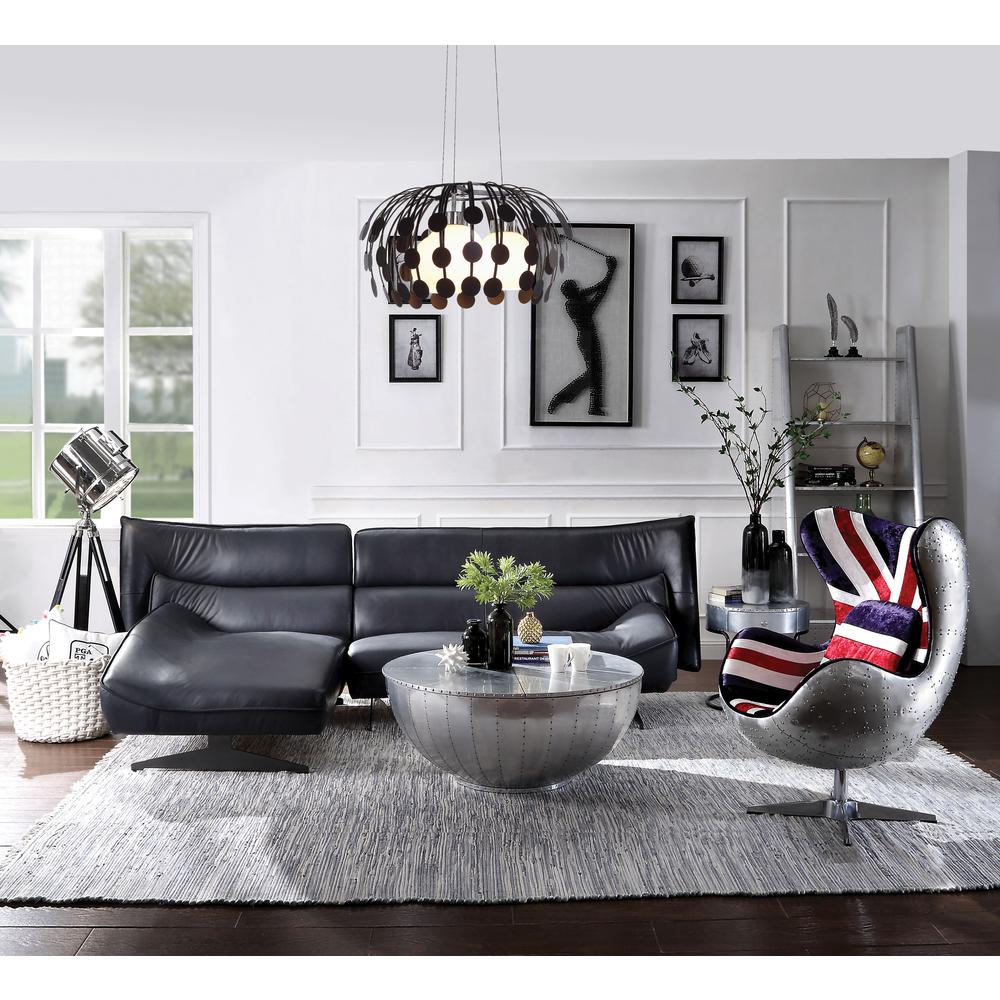 Maeko Sectional Sofa Dark Gray Top Grain Leather. Picture 1