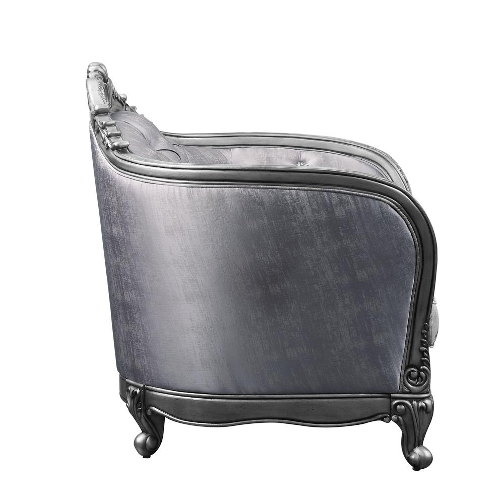 Ariadne Loveseat w/3 Pillows Fabric & Platinum. Picture 1