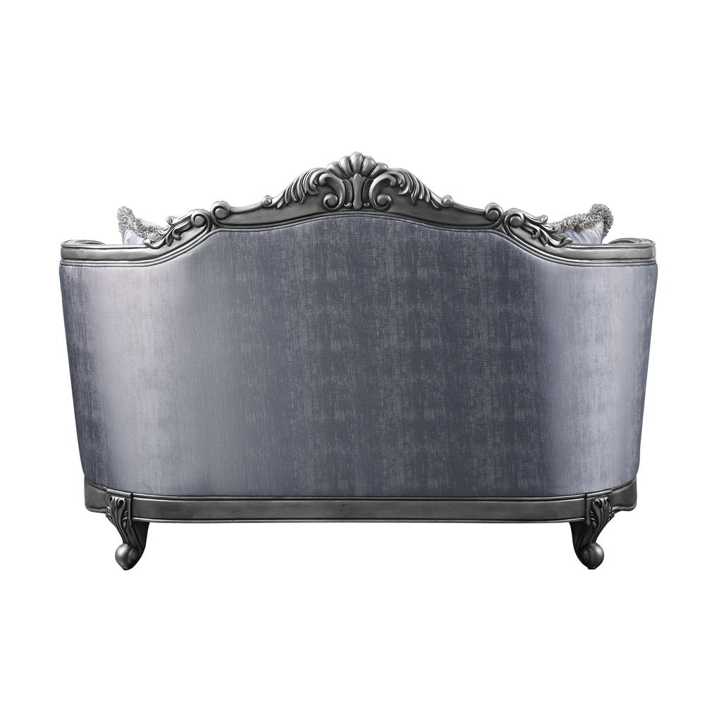 Ariadne Loveseat w/3 Pillows Fabric & Platinum. Picture 3
