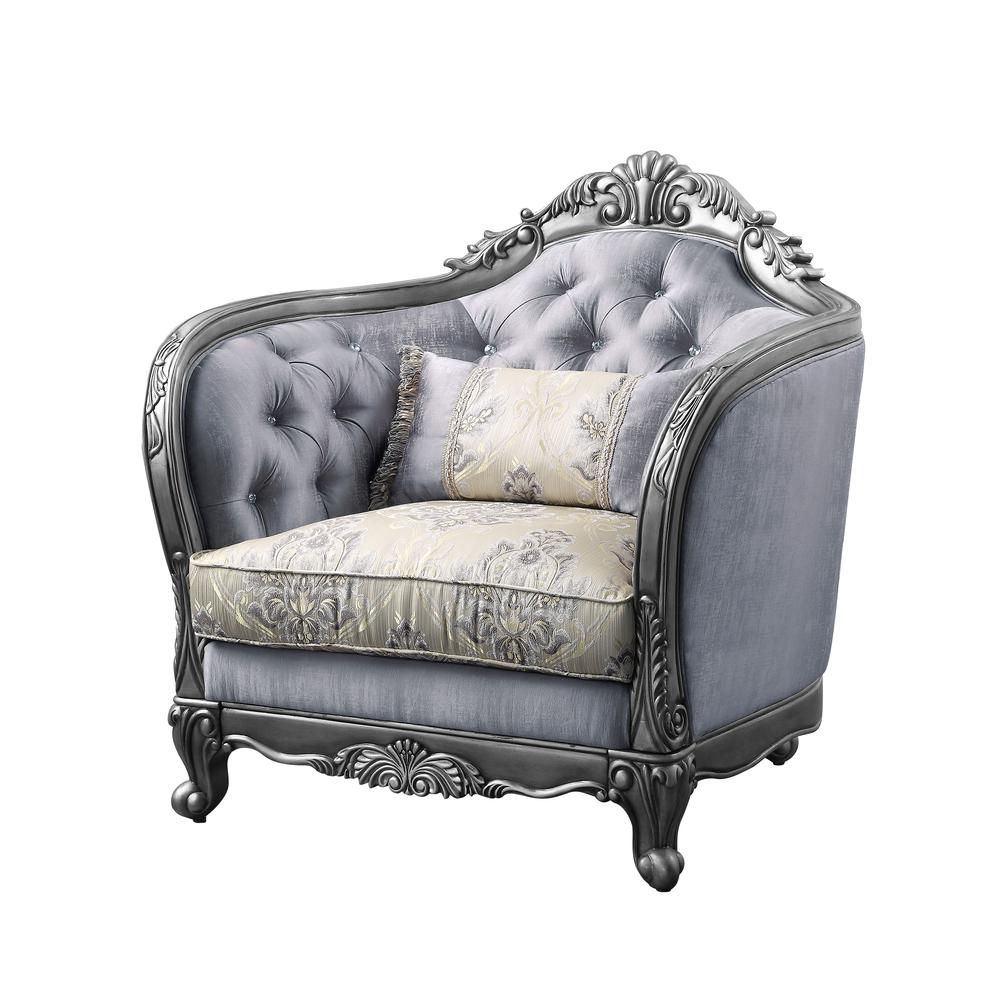 Chair w/1 Pillow, Fabric & Platinum 55347. Picture 2