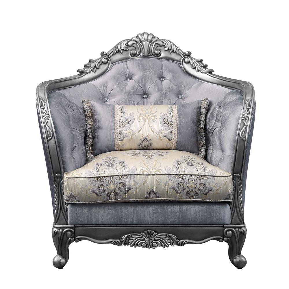 Chair w/1 Pillow, Fabric & Platinum 55347. Picture 4