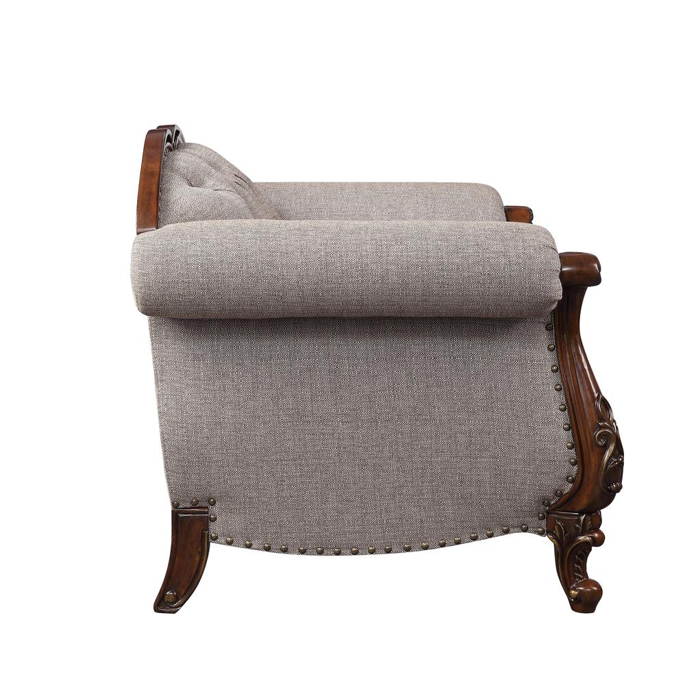 Loveseat w/3 Pillows, Fabric & Cherry 55366. Picture 1