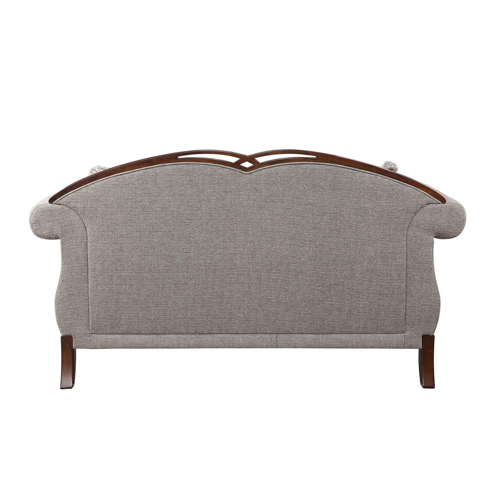 Loveseat w/3 Pillows, Fabric & Cherry 55366. Picture 3