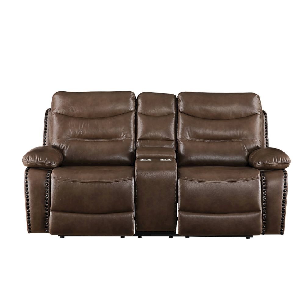 Aashi Motion Loveseat w/Console Brown LeatherGel Match. Picture 2