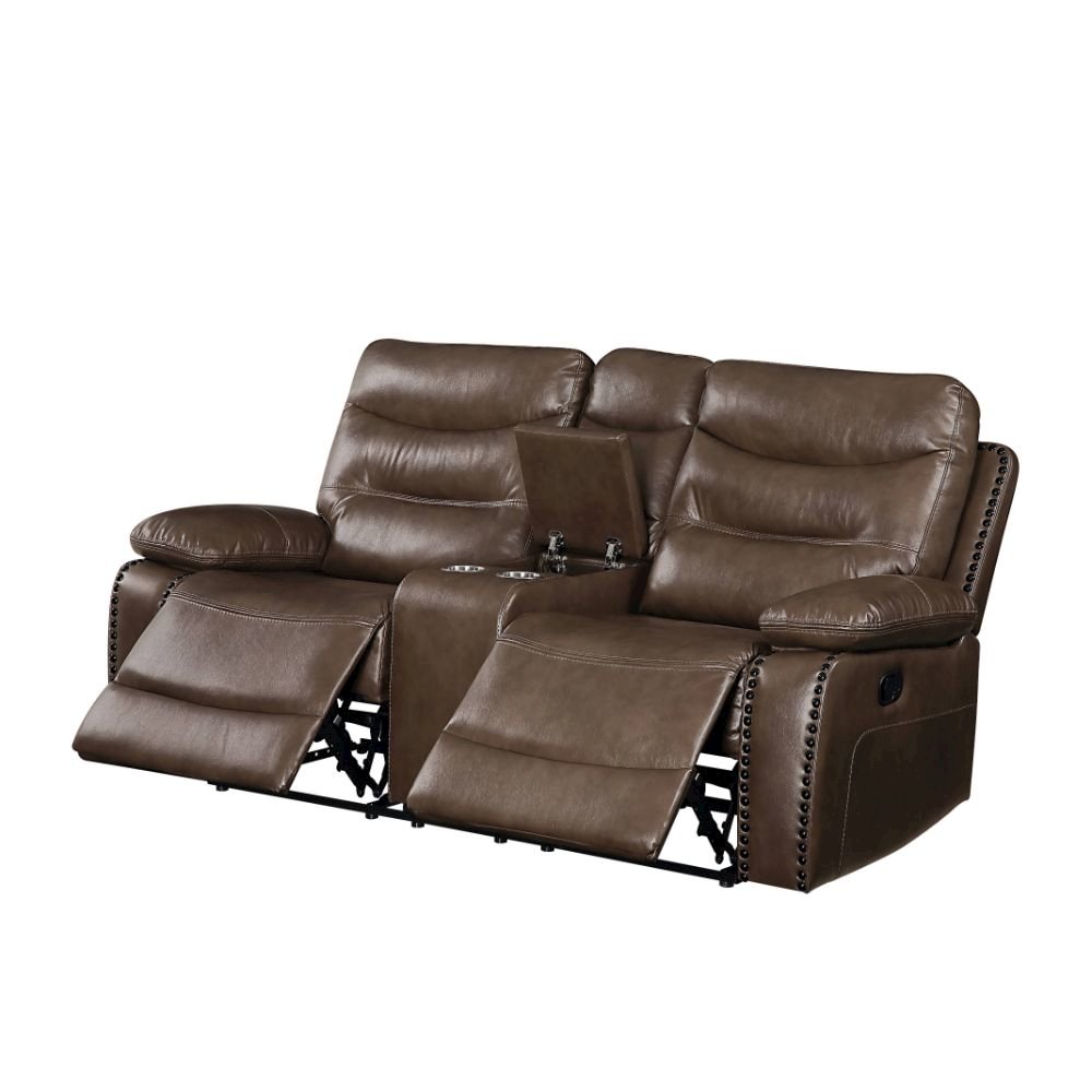 Aashi Motion Loveseat w/Console Brown LeatherGel Match. Picture 5