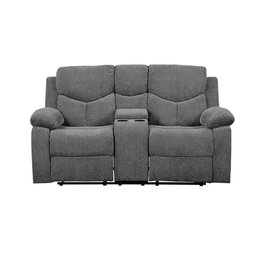 Kalen Motion Loveseat w/Console Gray Chenille. Picture 2