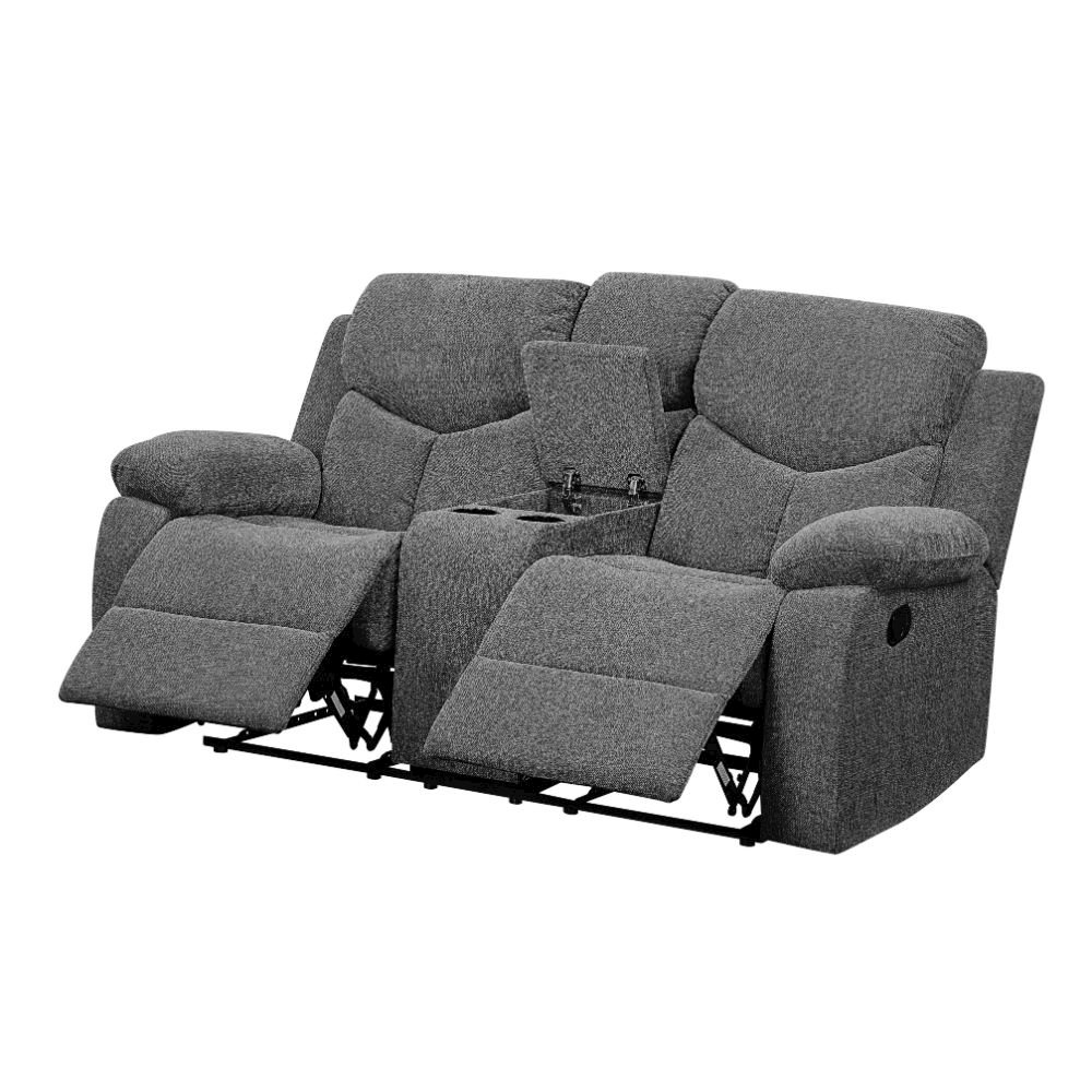 Kalen Motion Loveseat w/Console Gray Chenille. Picture 5