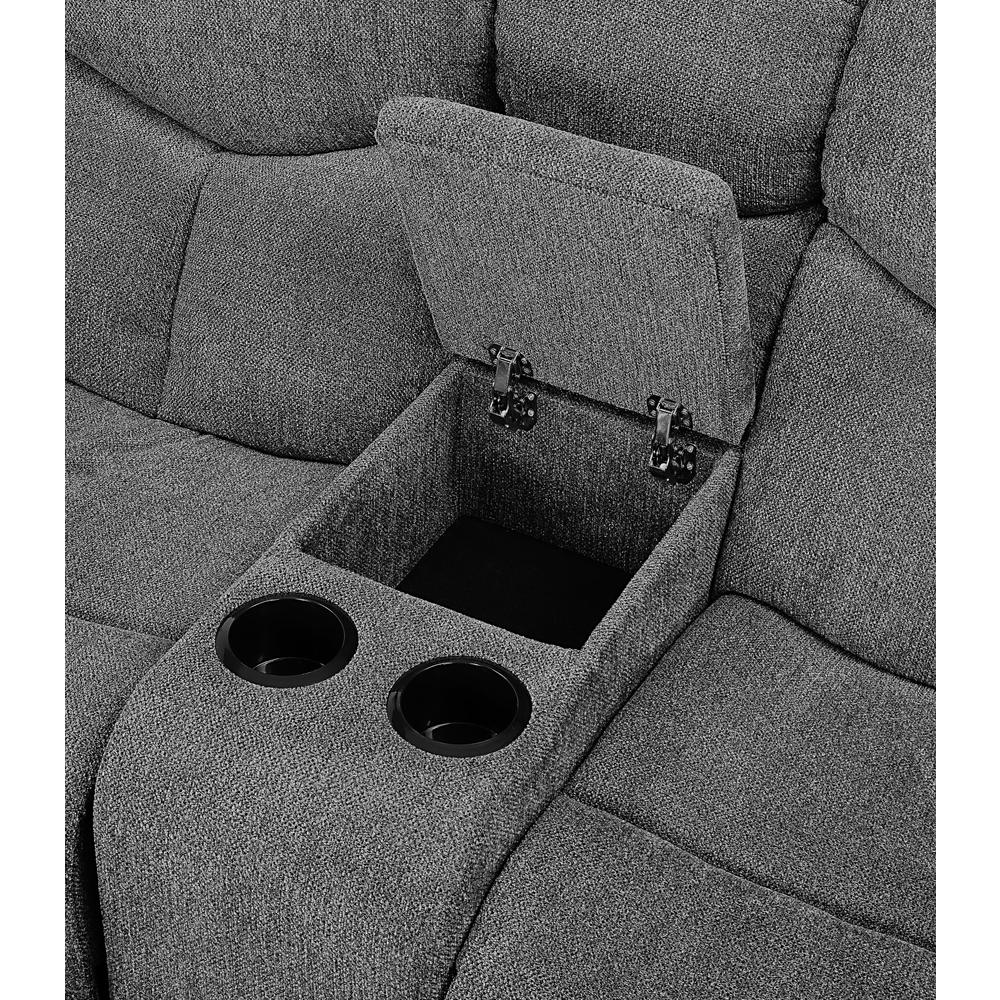 Loveseat w/Console (Motion), Gray Chenille 55441. Picture 6