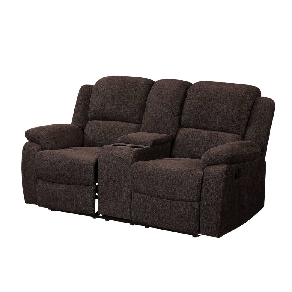 Madden Motion Loveseat w/Console Brown Chenille. Picture 1