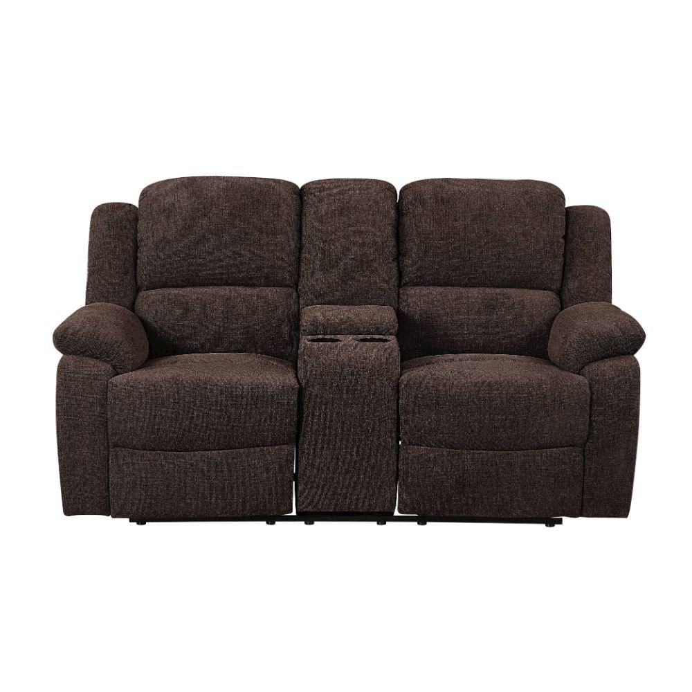 Madden Motion Loveseat w/Console Brown Chenille. Picture 2