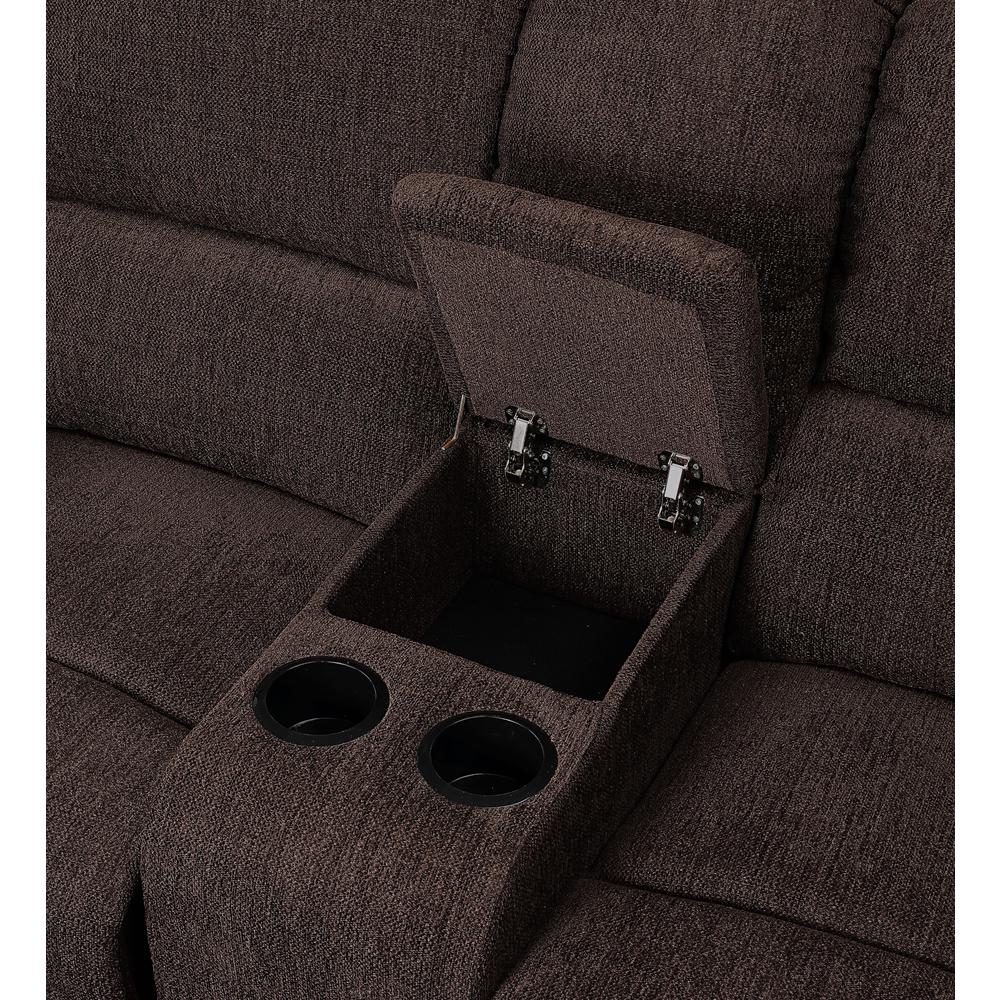 Loveseat w/Console (Motion), Brown Chenille 55446. Picture 6