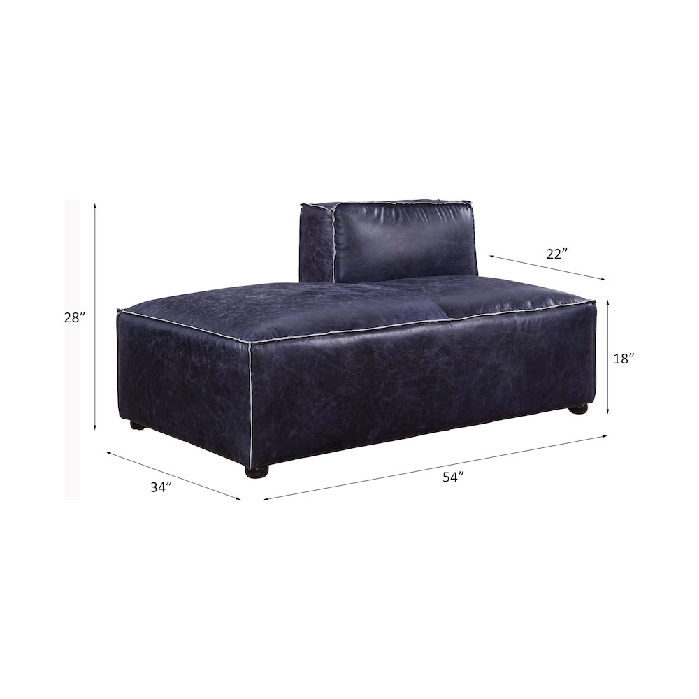 Birdie Modular - Chaise Vintage Blue Top Grain Leather. Picture 5