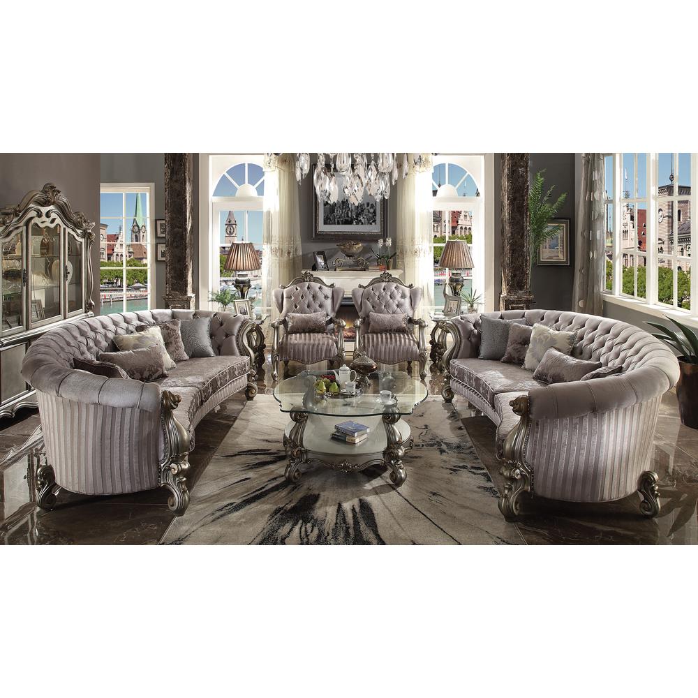 Versailles Sofa w/5 Pillows Velvet & Antique Platinum. Picture 1