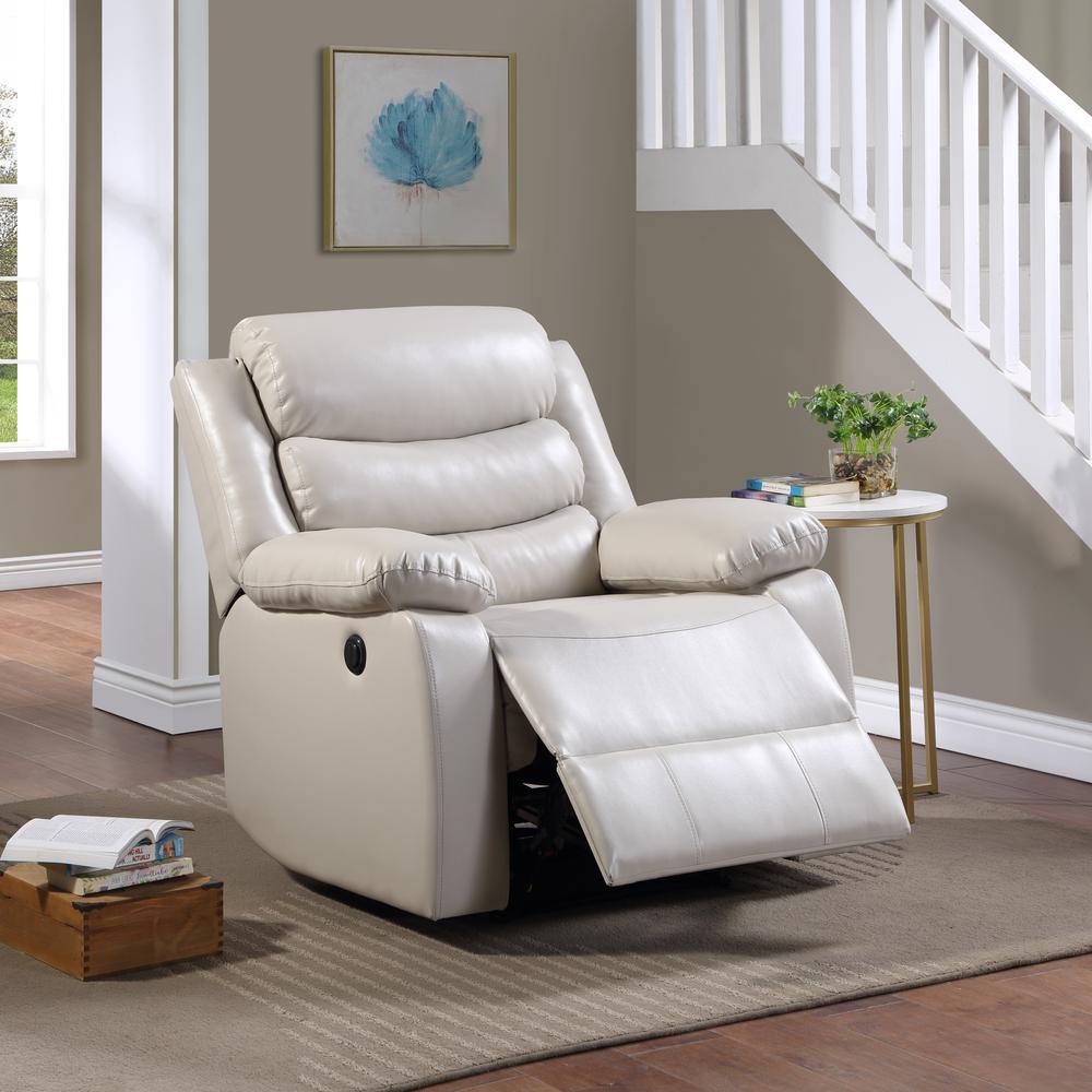 Power Recliner, Beige PU 56911. Picture 1