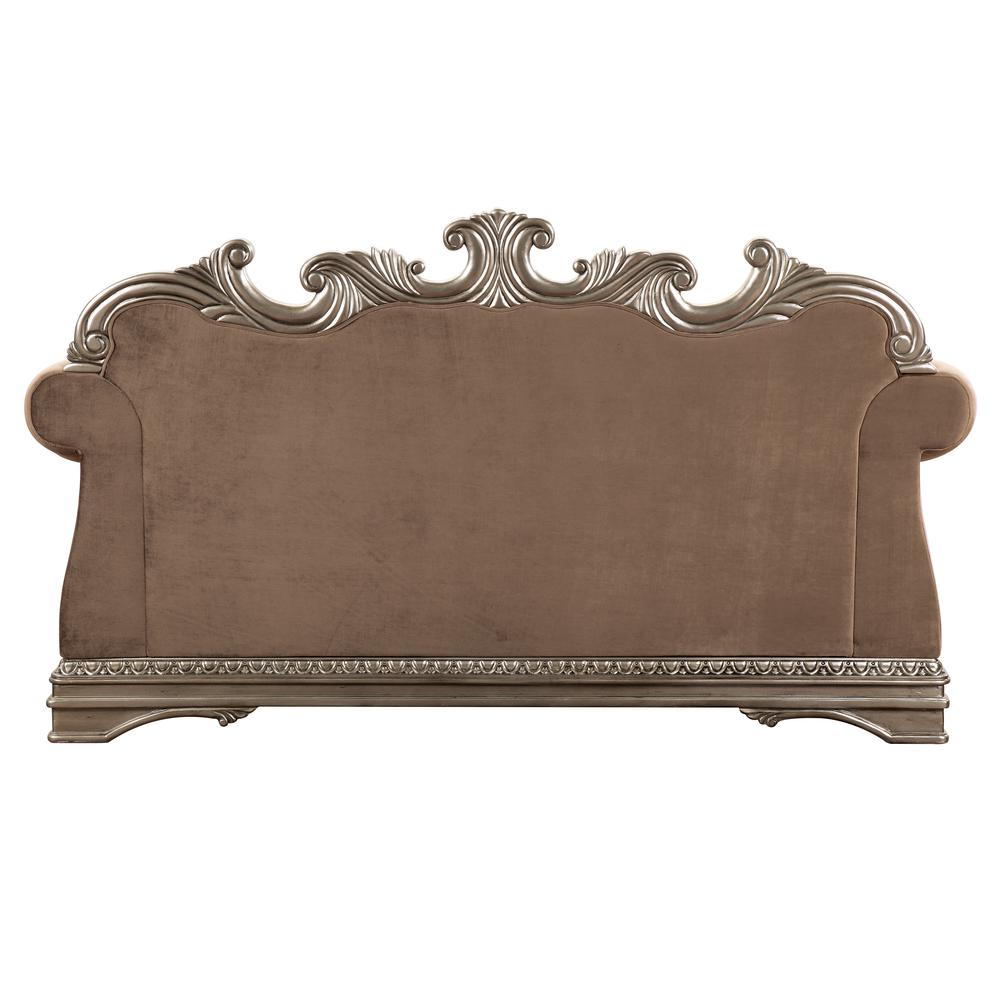 Northville Loveseat w/4 Pillows Velvet & Antique Silver. Picture 2
