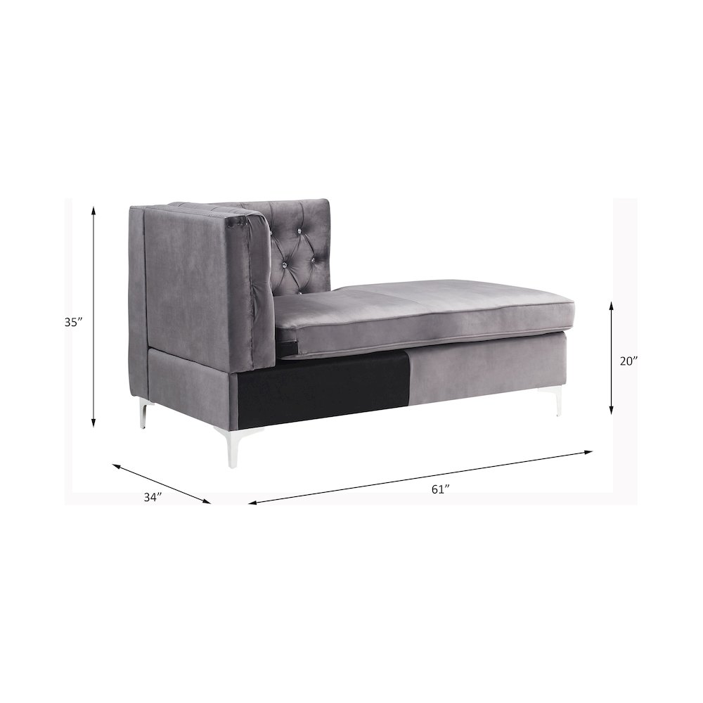 Jaszira Modular - Chaise Gray Velvet. Picture 5